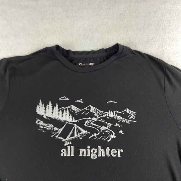 Cuddl Duds Shirt Womens Small Black All Nighter Camping Graphic Crew Neck Top - Picture 3 of 13